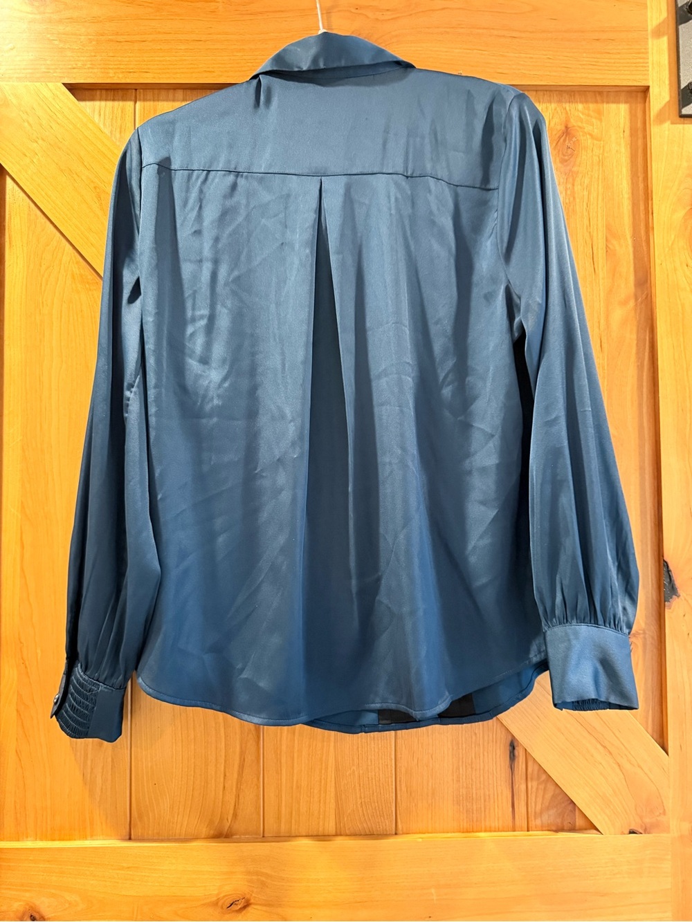 WhiteHouseBlackMarket dark teal Pintuck Long-Sleeve Blouse - Picture 5 of 8